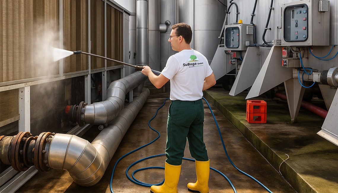 Hochdruckreinigung an Maschinen in der Industrie